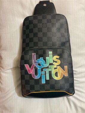 Louis Vuitton Black Damier Graphite Multicolor Logo Sling Bag